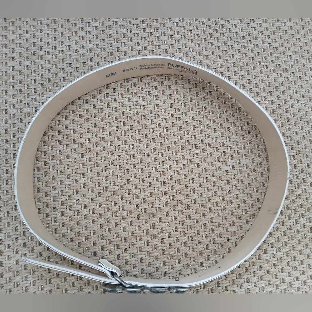 Buffalo White Leather Belt with Embellished Buckle - Picture 8 of 9